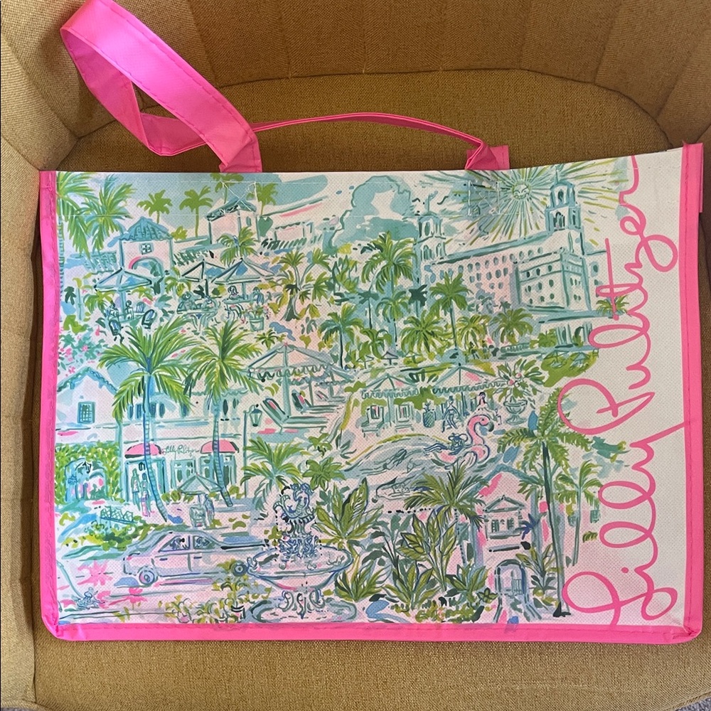 Lilly Pulitzer Pink and Green Tropical Tote
